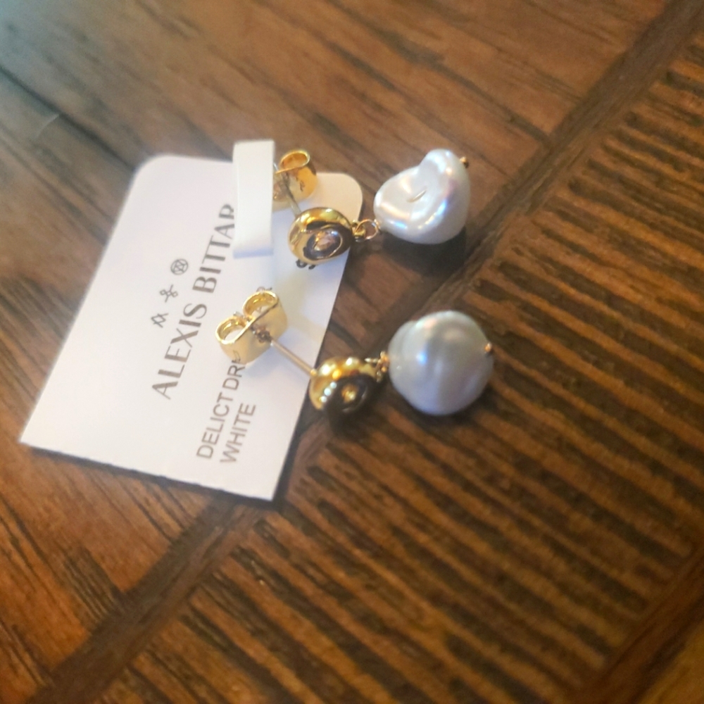 Alexis Bittar Asterales Delicate Post Drop Earrings W Cultured Freshwater Pearl